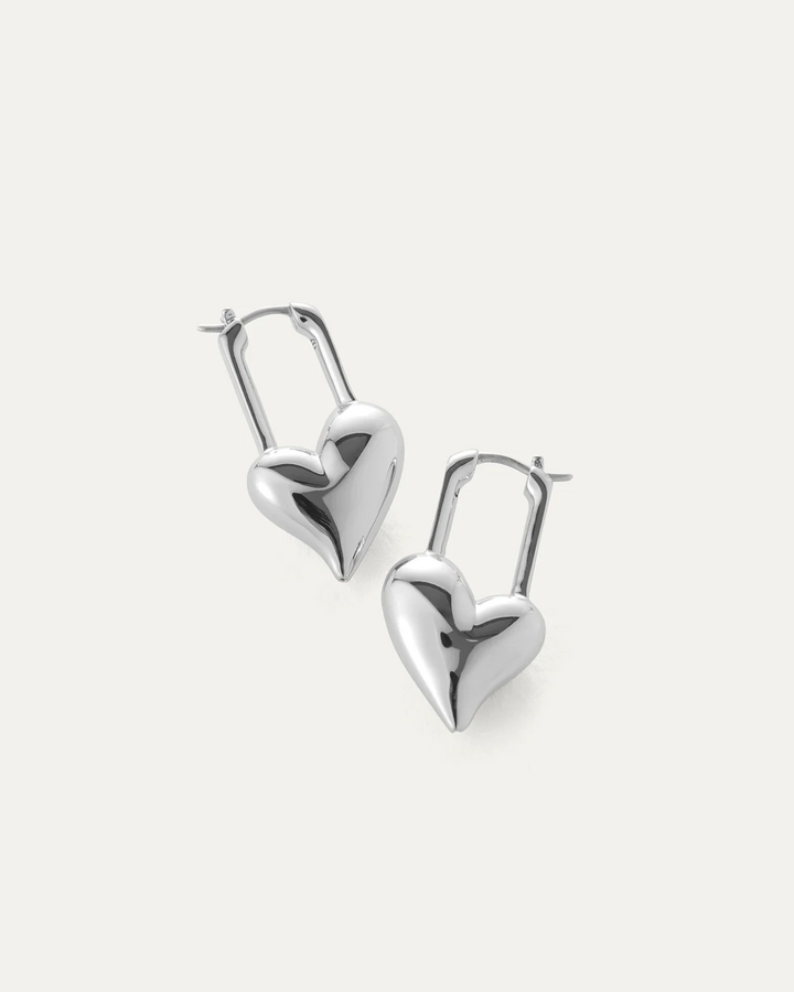 PADLOCK HEART EARRINGS Jewelry JENNY BIRD SILVER 