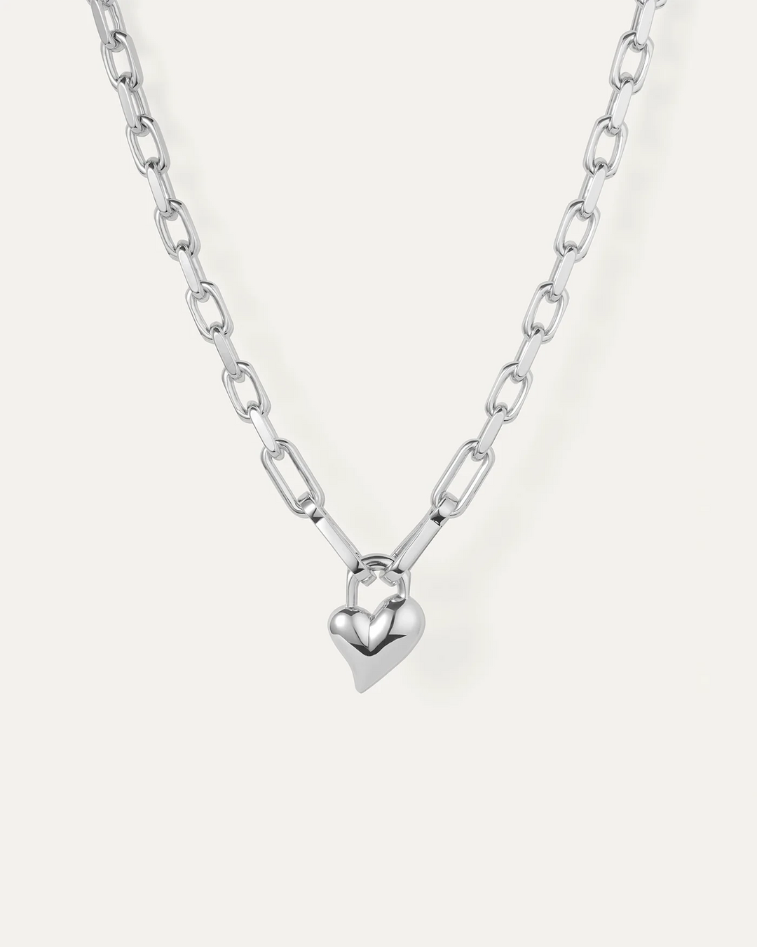 PADLOCK HEART NECKLACE Jewelry JENNY BIRD SILVER 