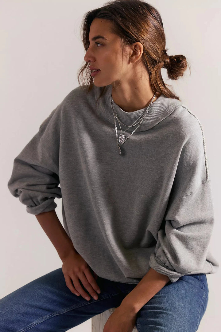 PALM SPRINGS PULLOVER SWEATER Free People XS HEATHER GREY 