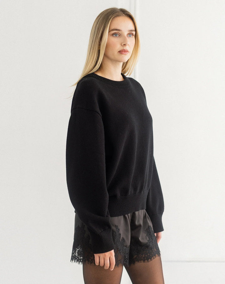 PERFECT KNIT CREW SWEATER BRUNETTE THE LABEL 