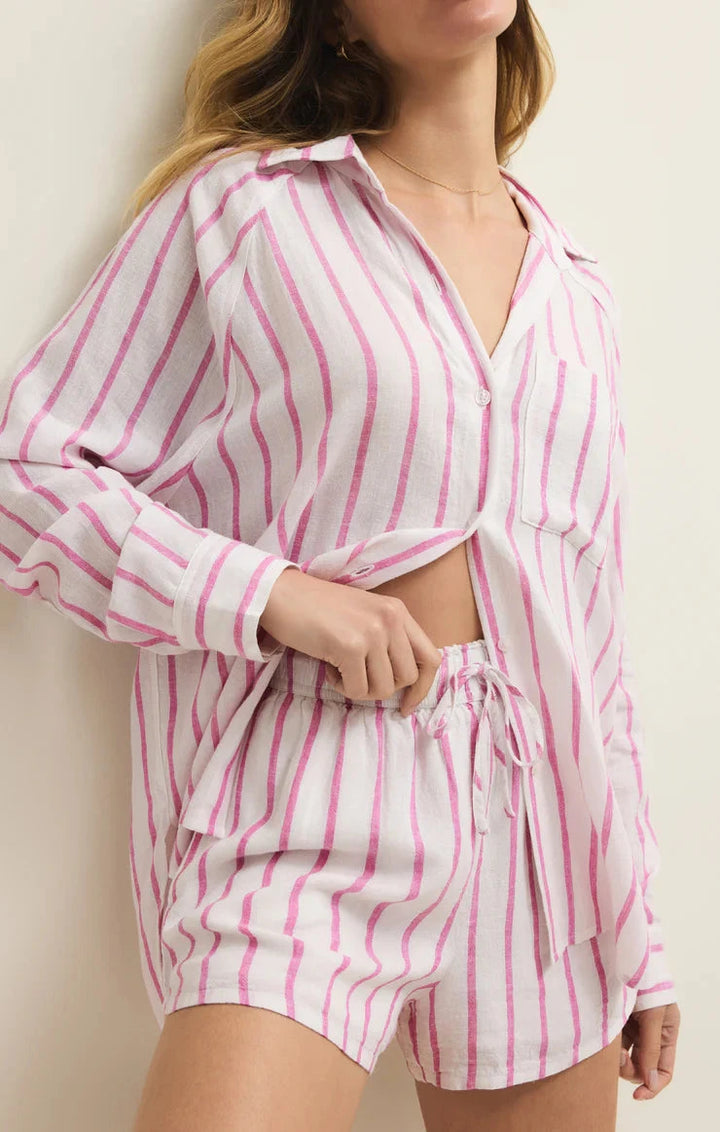 PERFECT LINEN STRIPED TOP top Z SUPPLY 