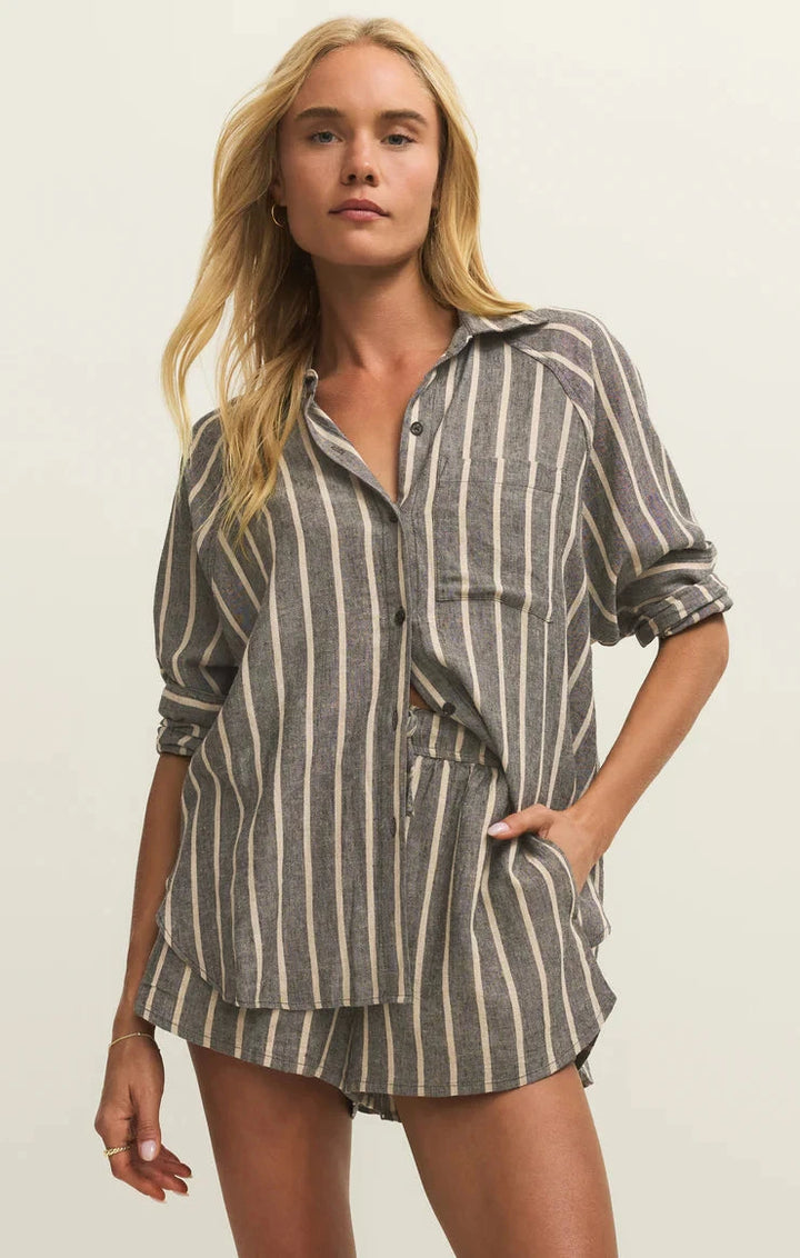 PERFECT LINEN STRIPED TOP top Z SUPPLY 