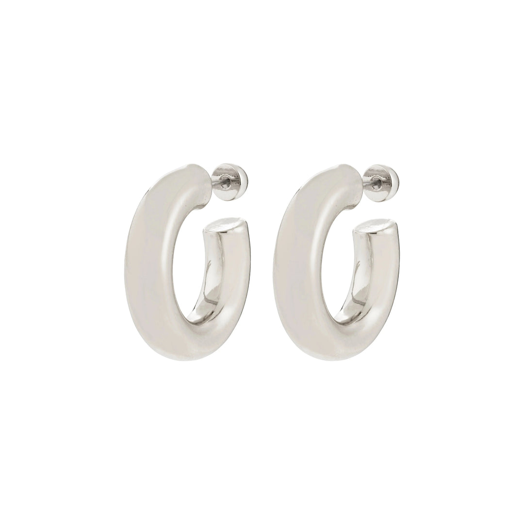 PHASE LARGE HOOPS Jewelry PILGRIM SILVER PLATED 