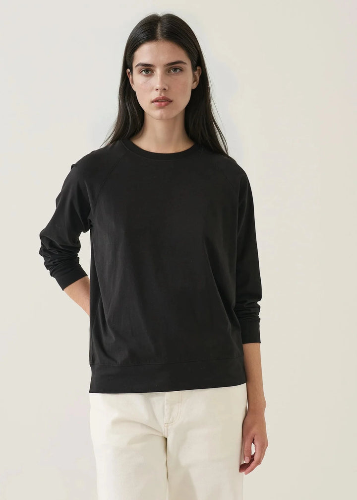PIMA COTTON RAGLAN SWEATSHIRT TOP PATRICK ASSARAF XS BLACK 