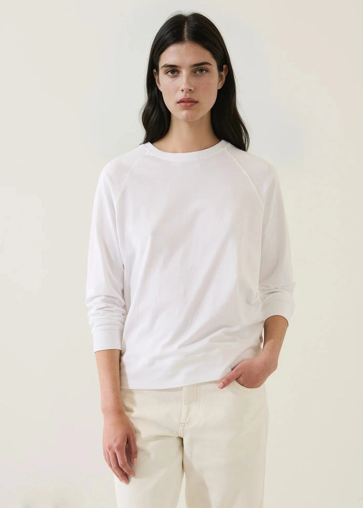 PIMA COTTON RAGLAN SWEATSHIRT TOP PATRICK ASSARAF XS WHITE 