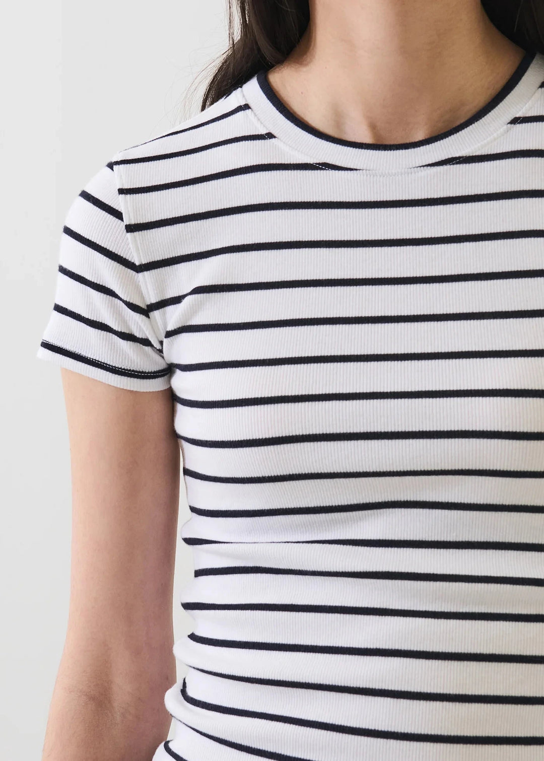 PIMA COTTON STRIPE RIB BABY TEE T-Shirt PATRICK ASSARAF 