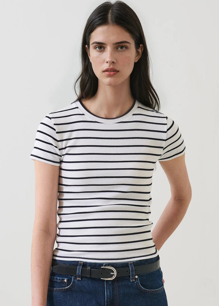 PIMA COTTON STRIPE RIB BABY TEE T-Shirt PATRICK ASSARAF 