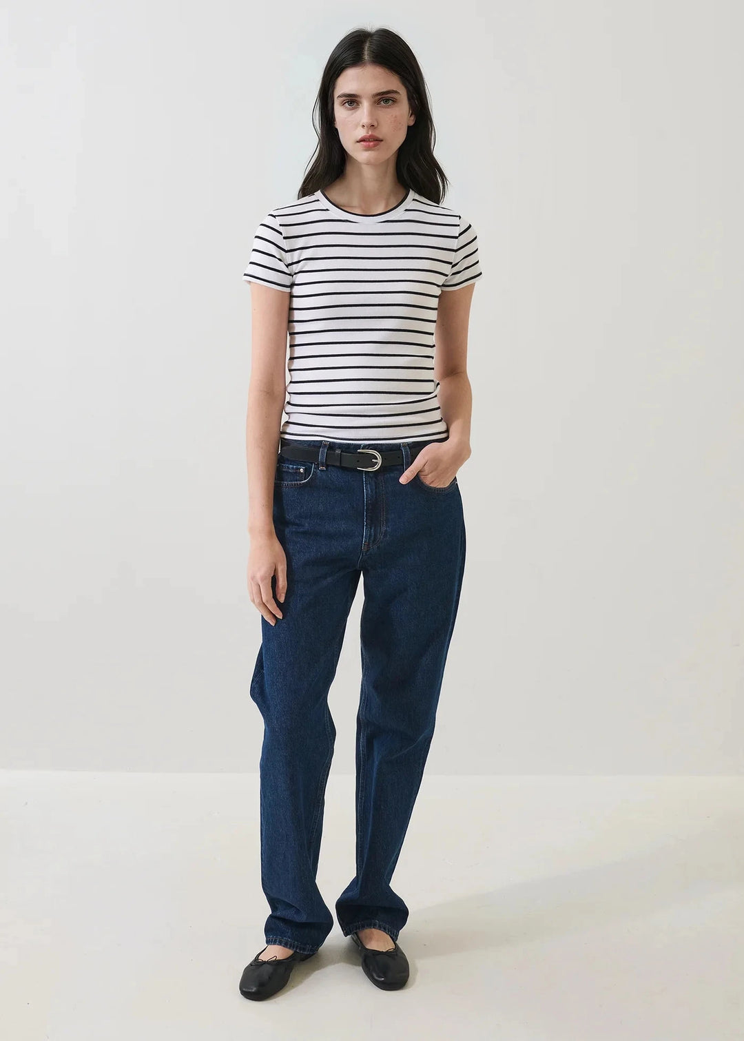 PIMA COTTON STRIPE RIB BABY TEE T-Shirt PATRICK ASSARAF 