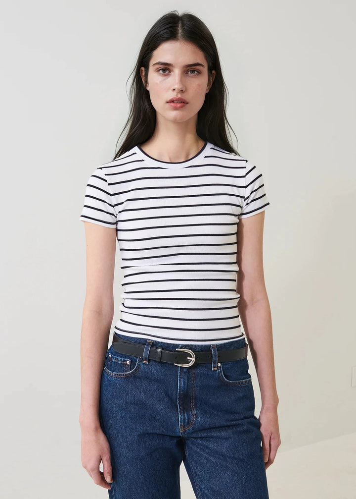 PIMA COTTON STRIPE RIB BABY TEE T-Shirt PATRICK ASSARAF 
