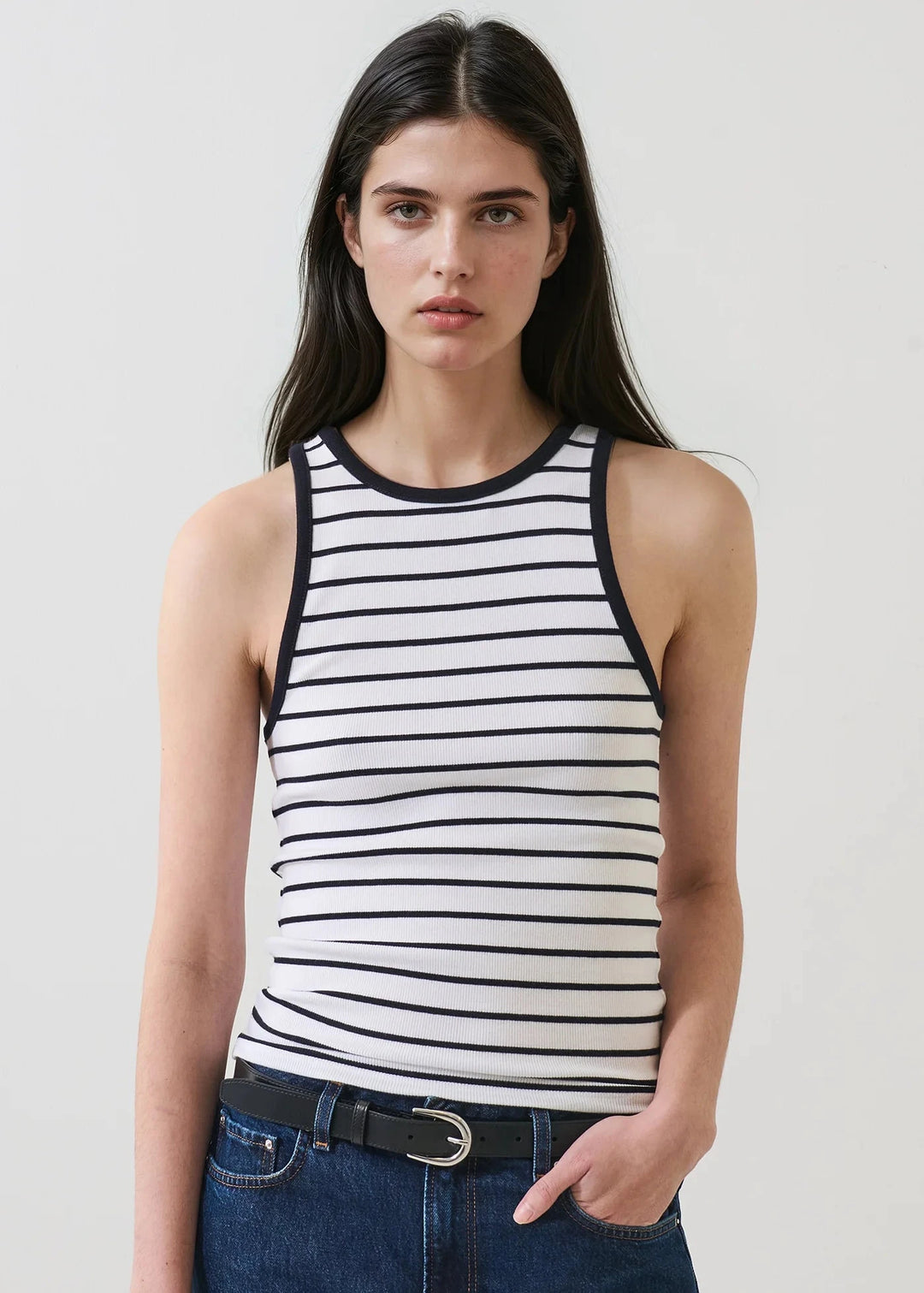 PIMA COTTON STRIPE RIB TANK Tank Top PATRICK ASSARAF 