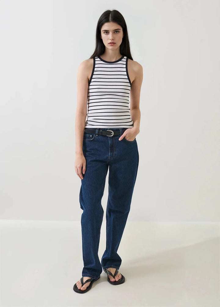 PIMA COTTON STRIPE RIB TANK Tank Top PATRICK ASSARAF 