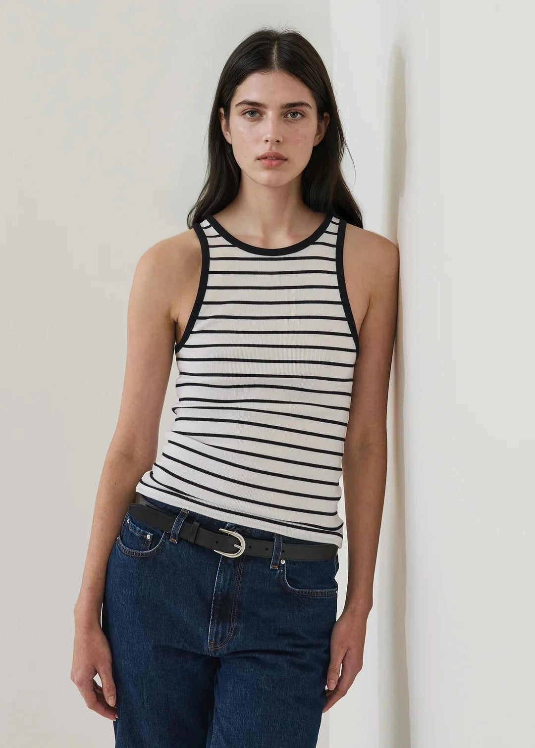 PIMA COTTON STRIPE RIB TANK Tank Top PATRICK ASSARAF 
