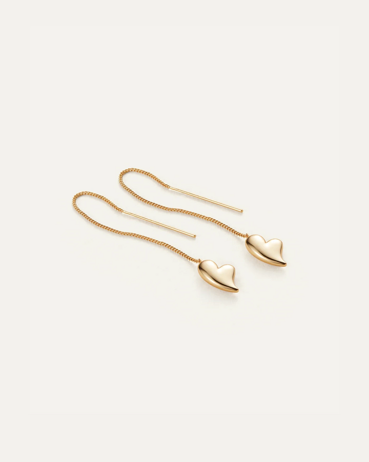PUFFY HEART THREADER EARRINGS Jewelry JENNY BIRD GOLD 