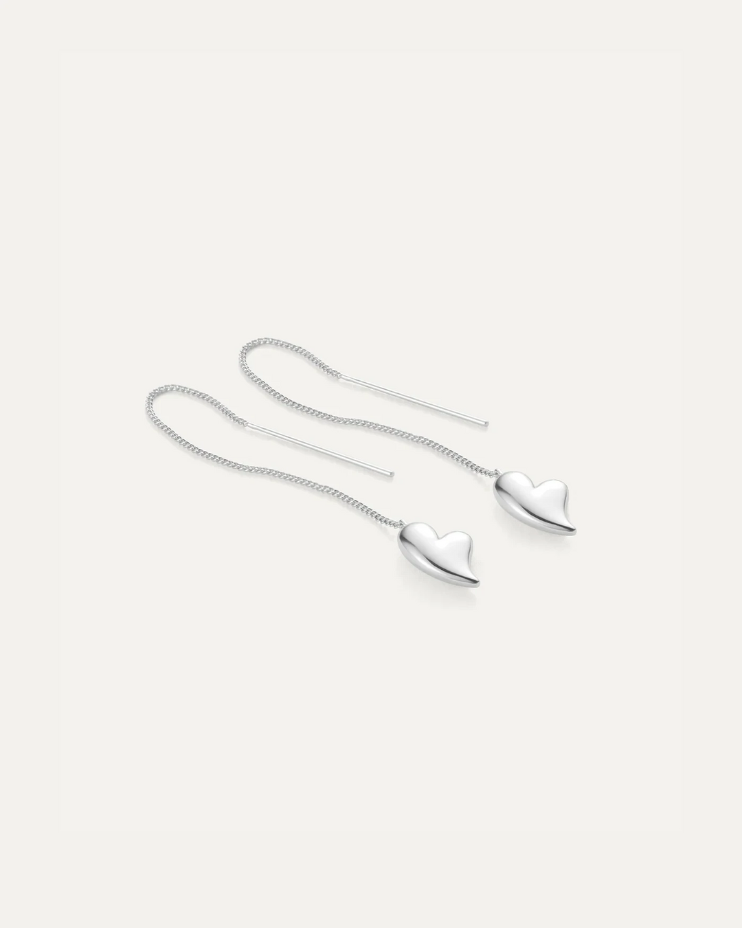 PUFFY HEART THREADER EARRINGS Jewelry JENNY BIRD SILVER 