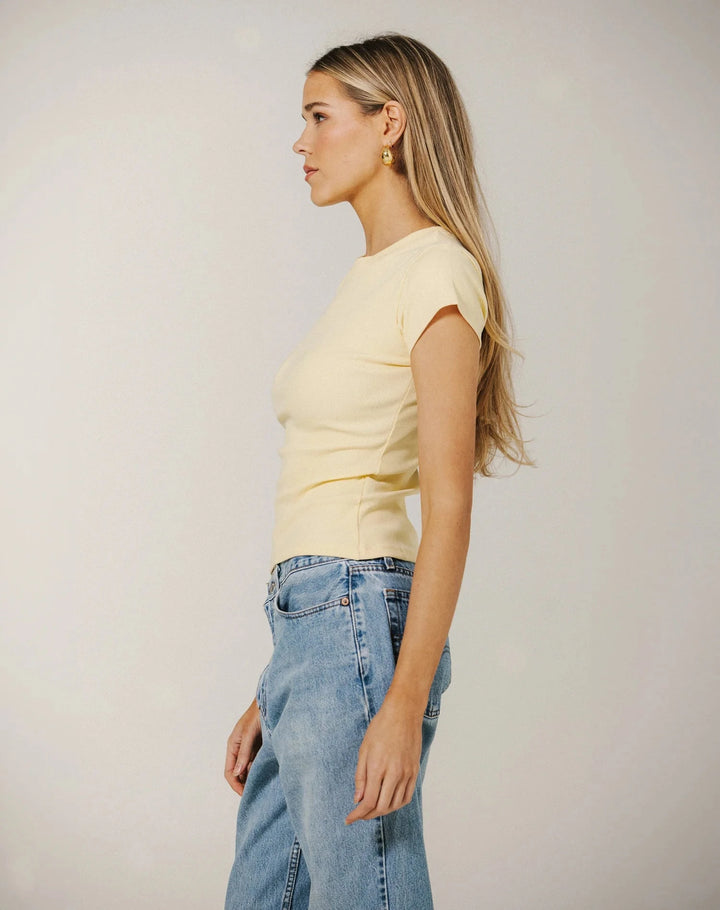 RIBBED CAP SLEEVE TEE T-Shirt BRUNETTE THE LABEL 