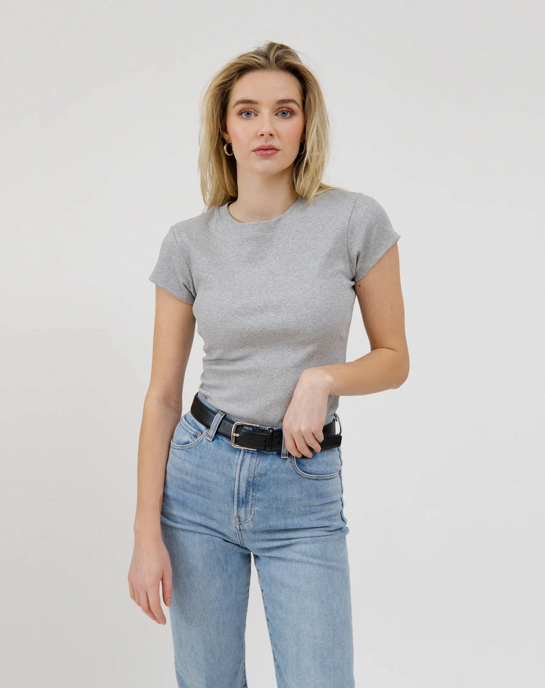 RIBBED T-SHIRT T-Shirt BRUNETTE THE LABEL XS/S HEATHER GREY 
