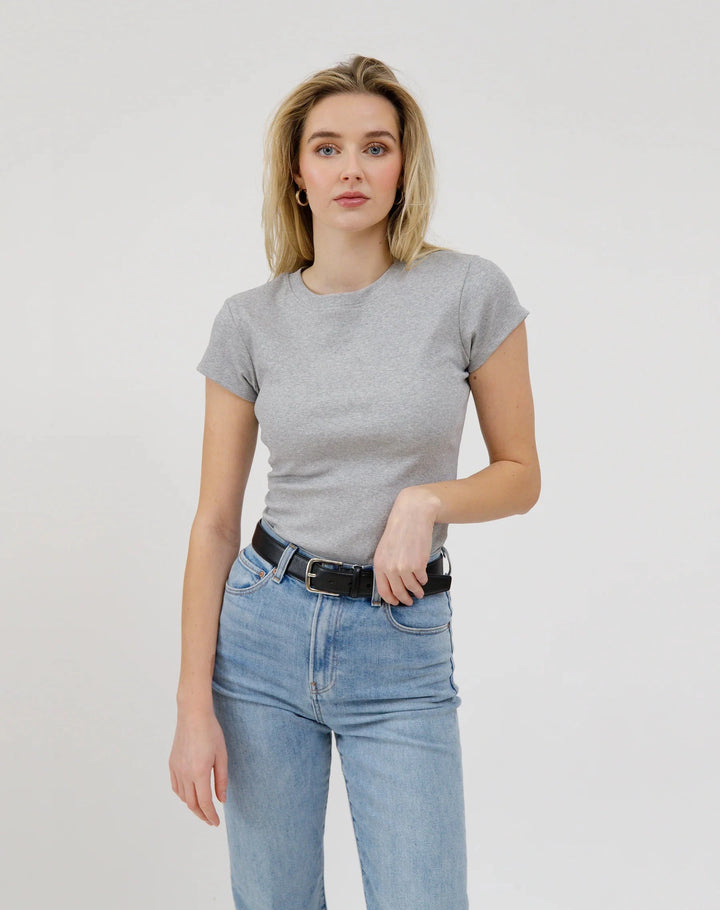 RIBBED T-SHIRT T-Shirt BRUNETTE THE LABEL XS/S HEATHER GREY 