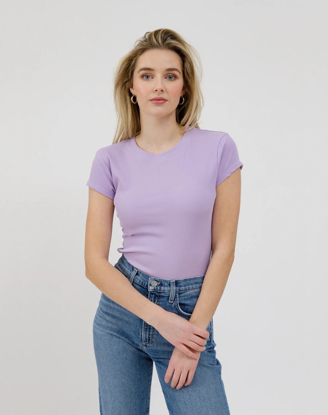 RIBBED T-SHIRT T-Shirt BRUNETTE THE LABEL XS/S LAVENDER 