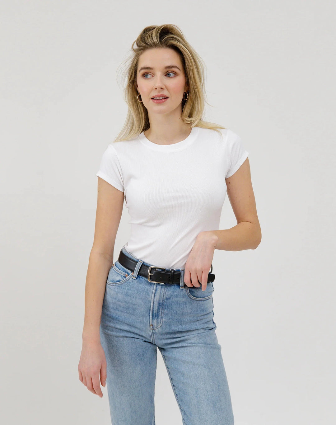 RIBBED T-SHIRT T-Shirt BRUNETTE THE LABEL XS/S WHITE 