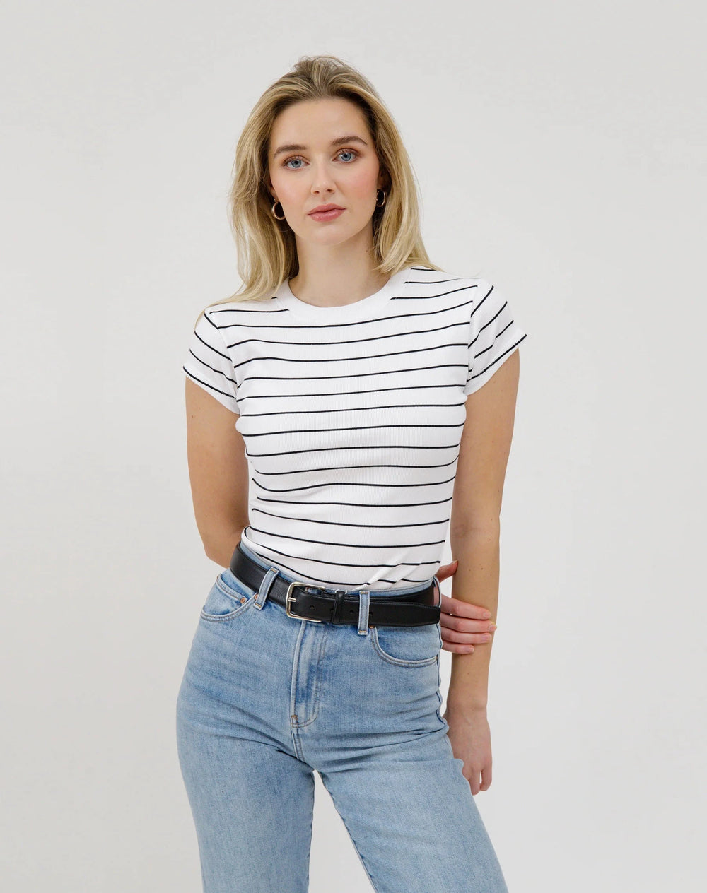 RIBBED T-SHIRT T-Shirt BRUNETTE THE LABEL XS/S WHITE/BLACK 