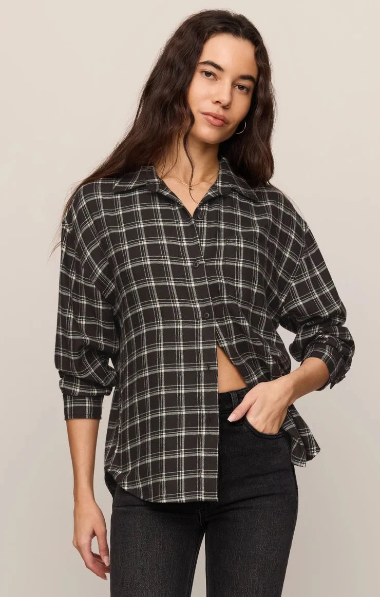 RIVER PLAID BUTTON UP blouse Z SUPPLY 