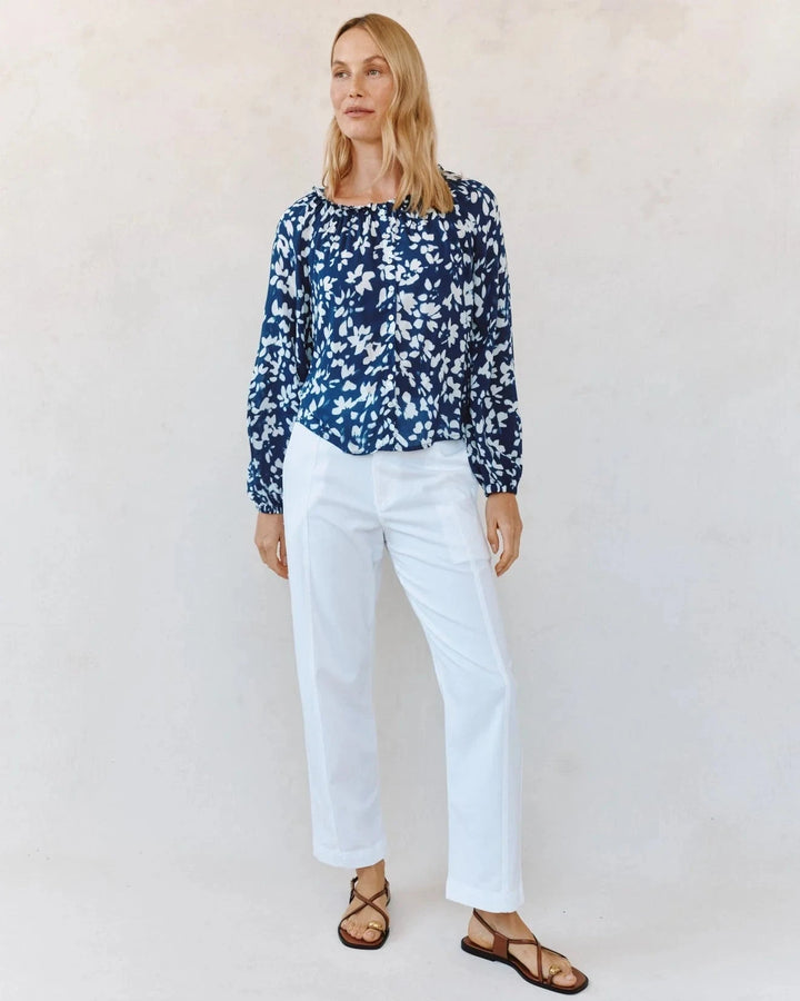 RUFFLE NECK RAGLAN BUTTON DOWN top BELLA DAHL 