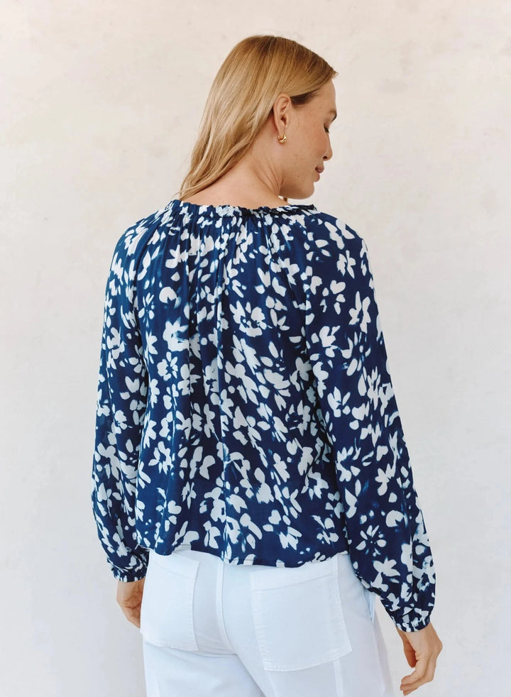 RUFFLE NECK RAGLAN BUTTON DOWN top BELLA DAHL 