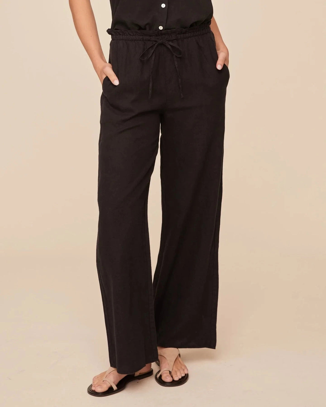 RUFFLE WAIST WIDE LEG PANT Pants BELLA DAHL 