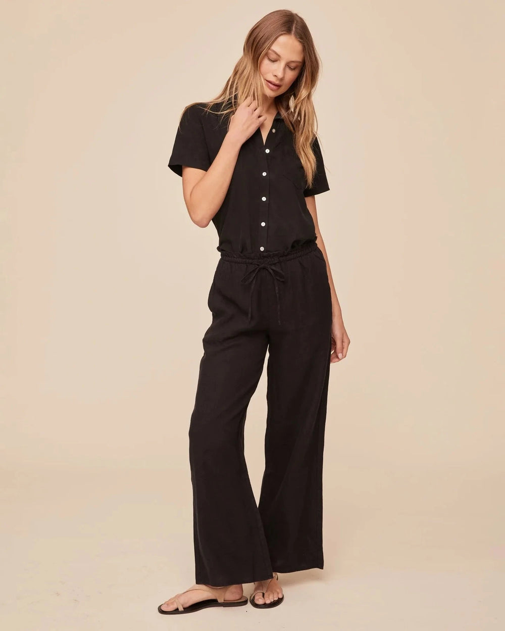 RUFFLE WAIST WIDE LEG PANT Pants BELLA DAHL 