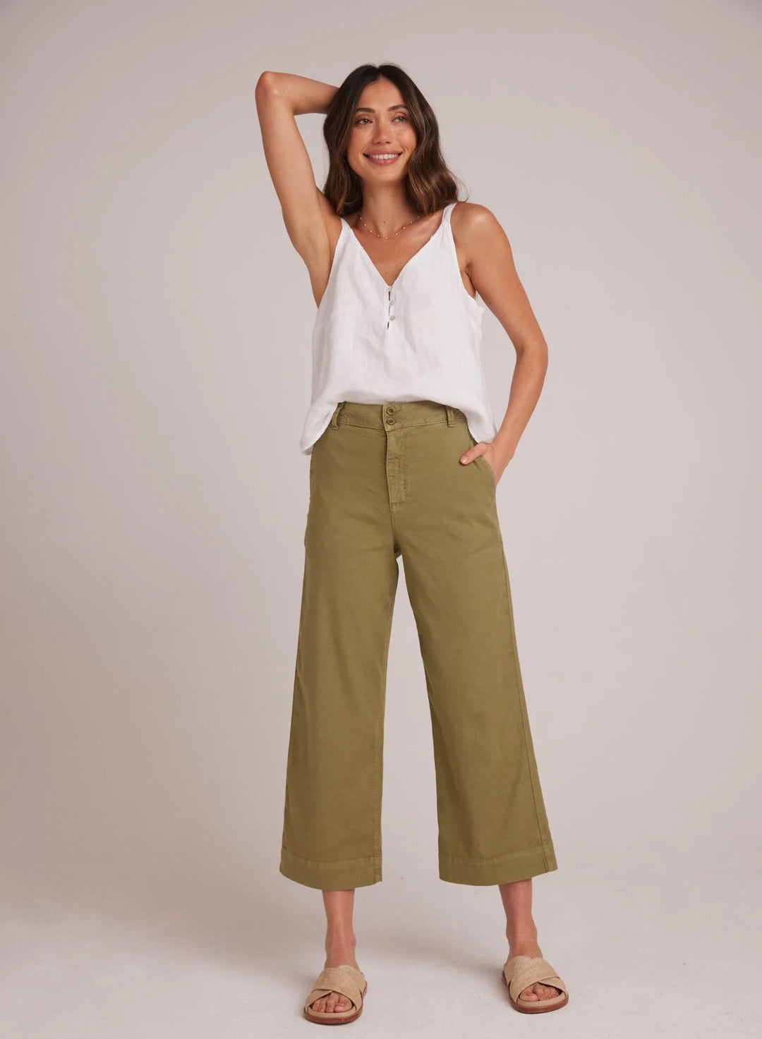 SAIGE WIDE LEG CROP Pants BELLA DAHL 25 TROPICAL OLIVE 