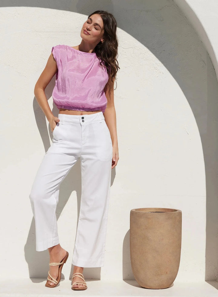 SAIGE WIDE LEG CROP Pants BELLA DAHL 25 WHITE 