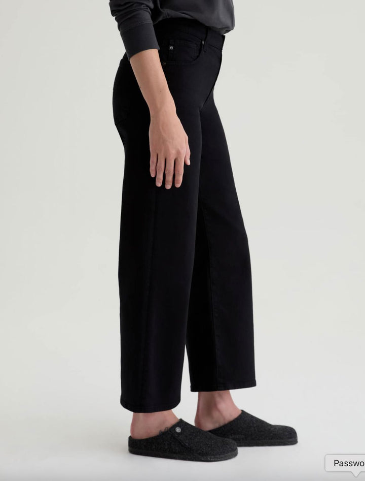SAIGE WIDE LEG CROP - SUPER BLACK DENIM AG 