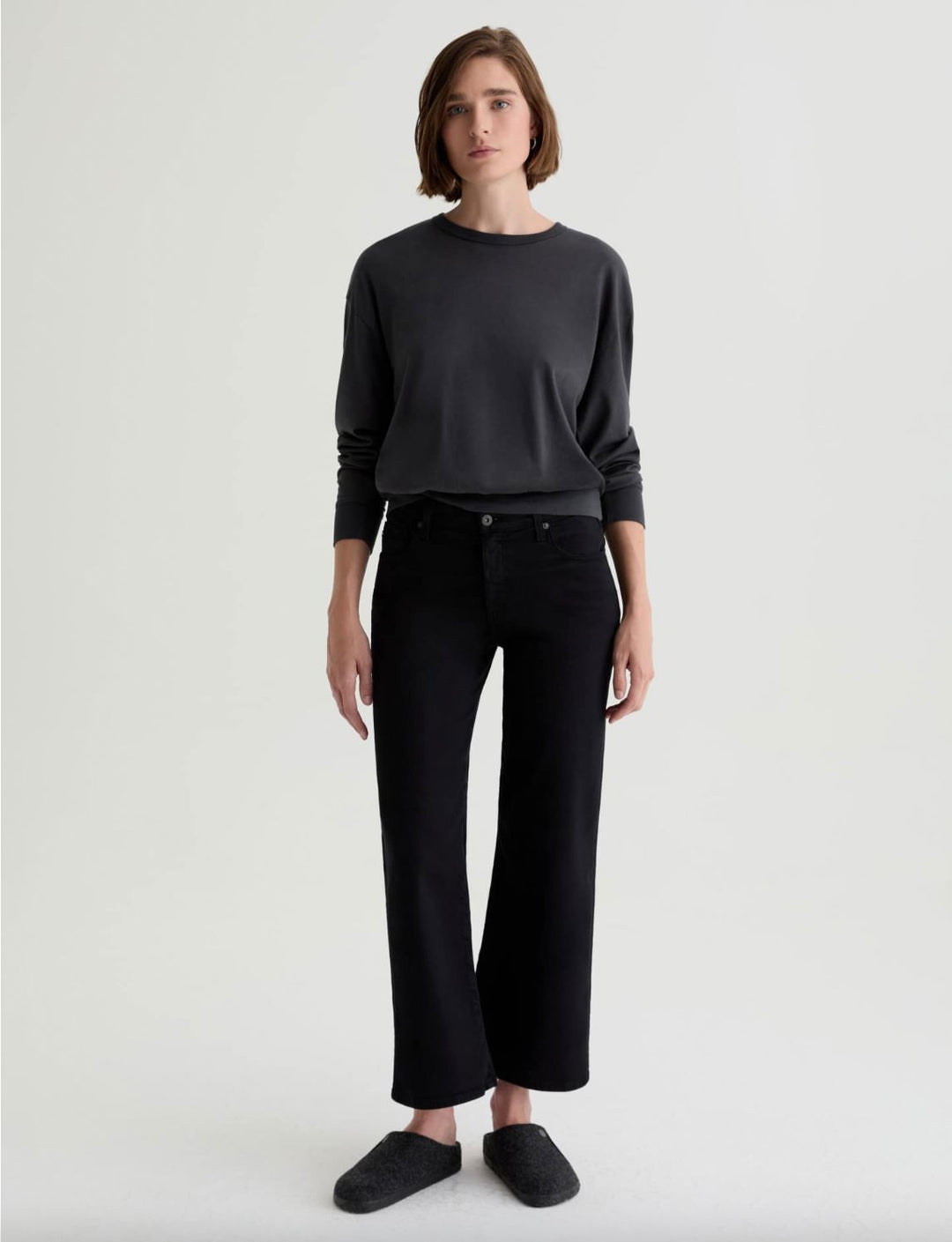 SAIGE WIDE LEG CROP - SUPER BLACK DENIM AG 