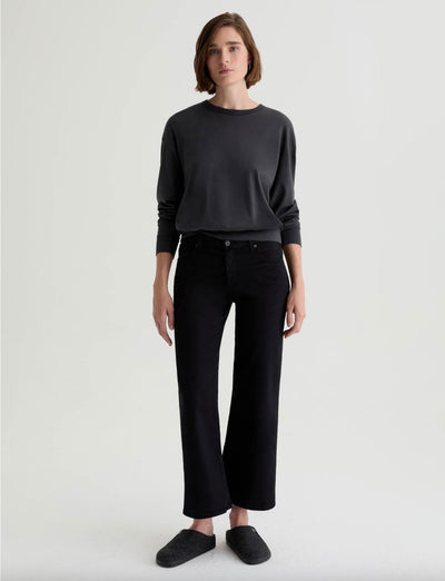 SAIGE WIDE LEG CROP - SUPER BLACK DENIM AG 