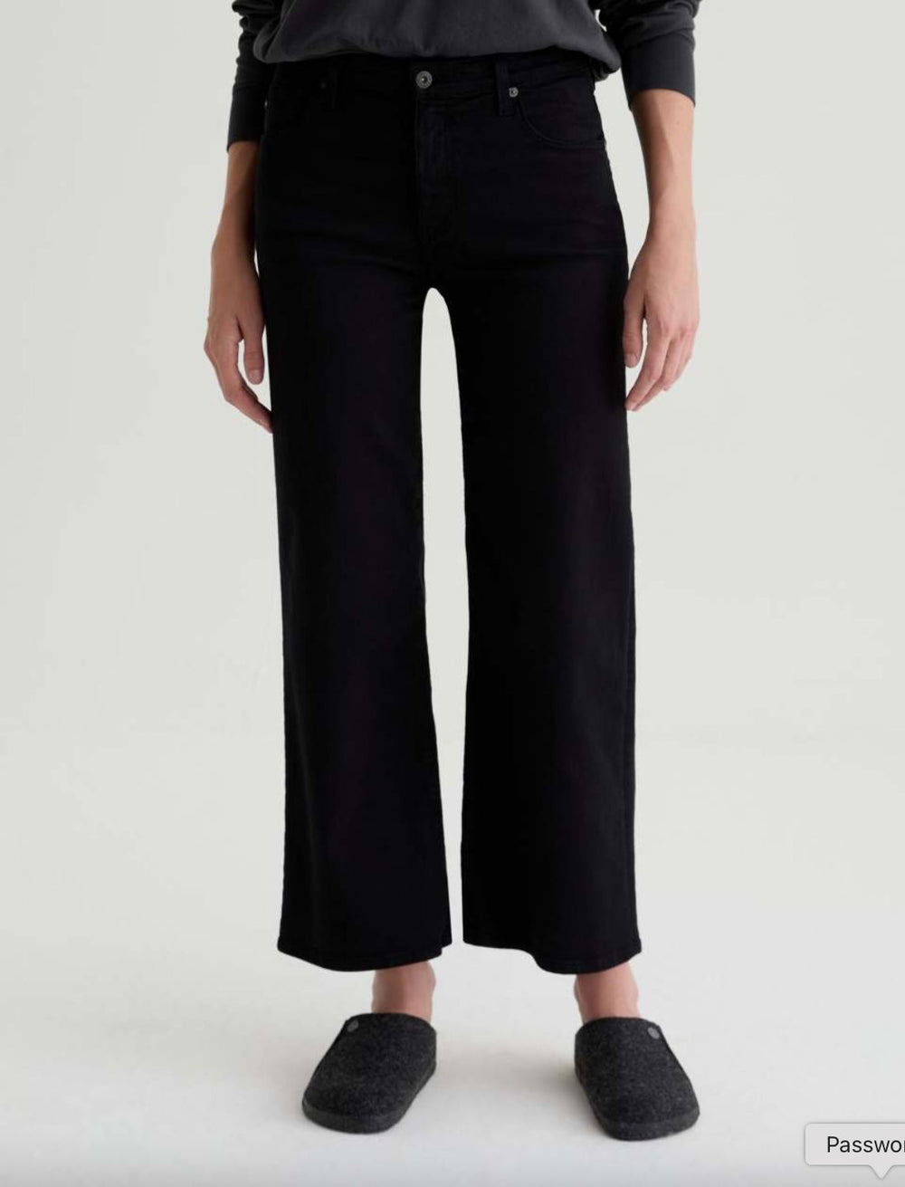 SAIGE WIDE LEG CROP - SUPER BLACK DENIM AG 