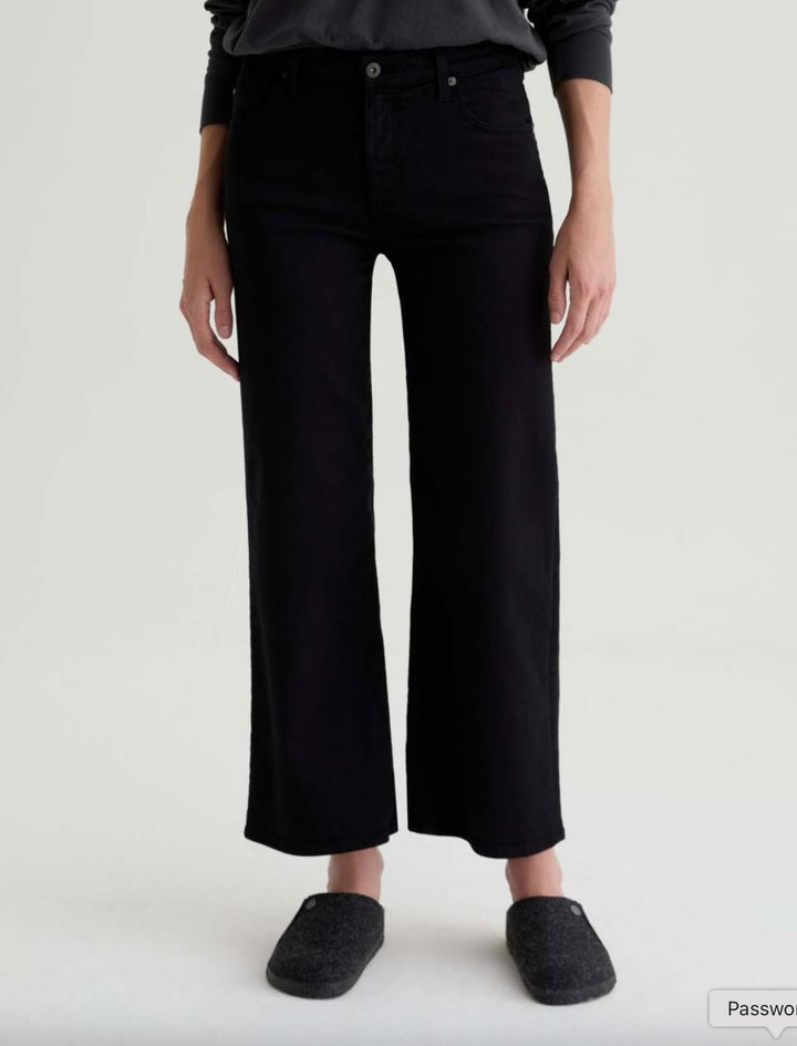 SAIGE WIDE LEG CROP - SUPER BLACK DENIM AG 