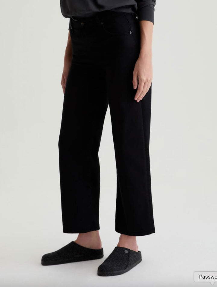 SAIGE WIDE LEG CROP - SUPER BLACK DENIM AG 