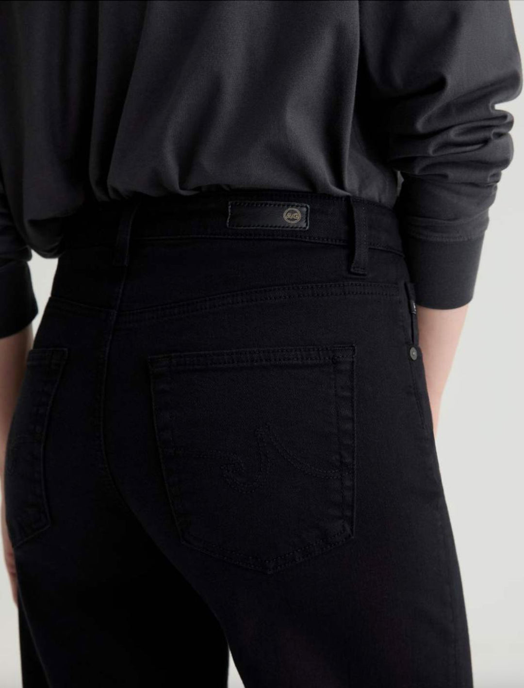 SAIGE WIDE LEG CROP - SUPER BLACK DENIM AG 