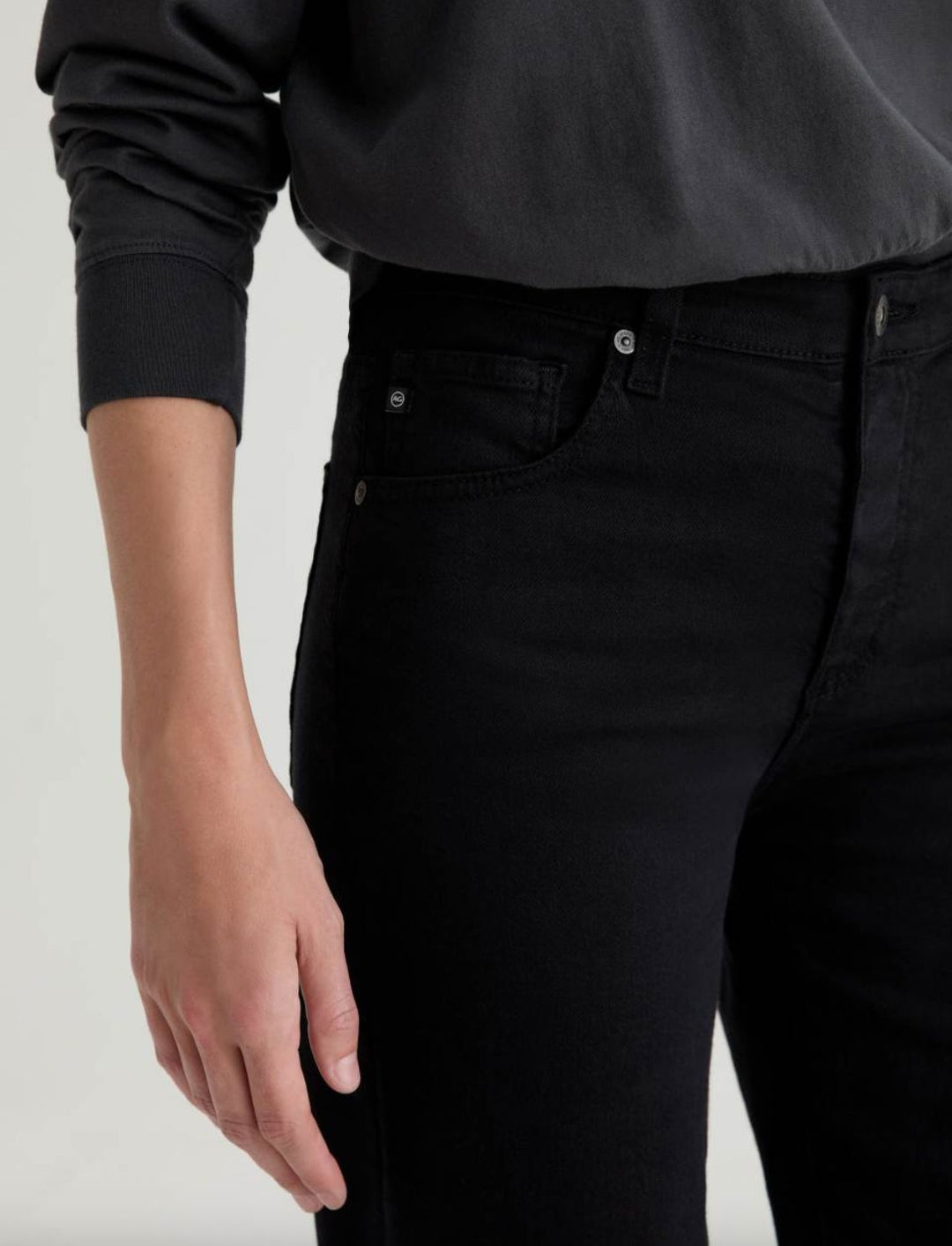 SAIGE WIDE LEG CROP - SUPER BLACK DENIM AG 