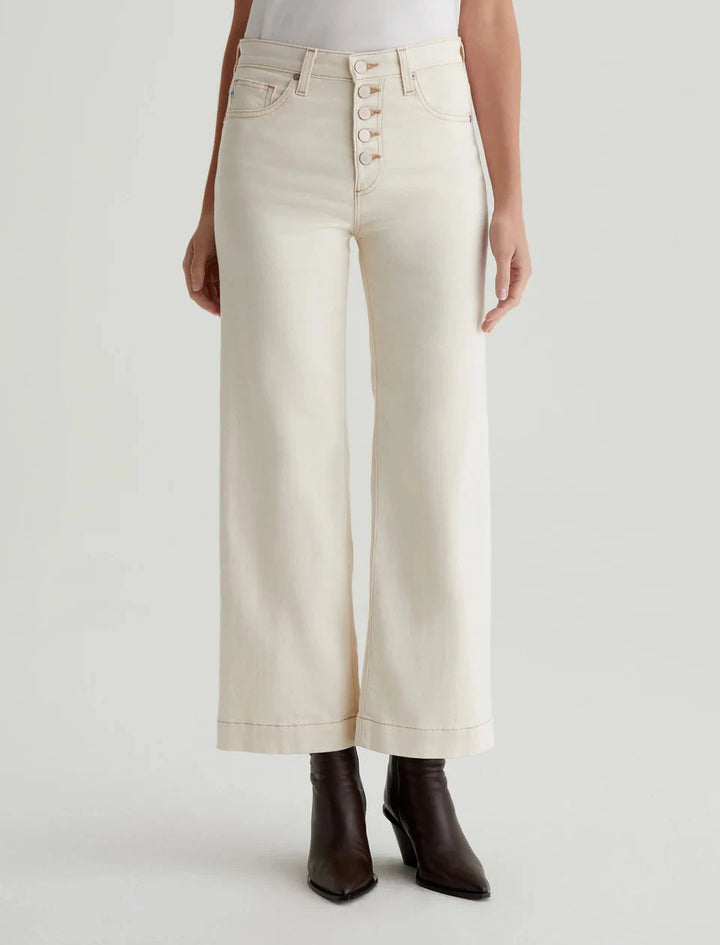 SAIGE WIDE LEG CROP - WHITE OAT DENIM AG 
