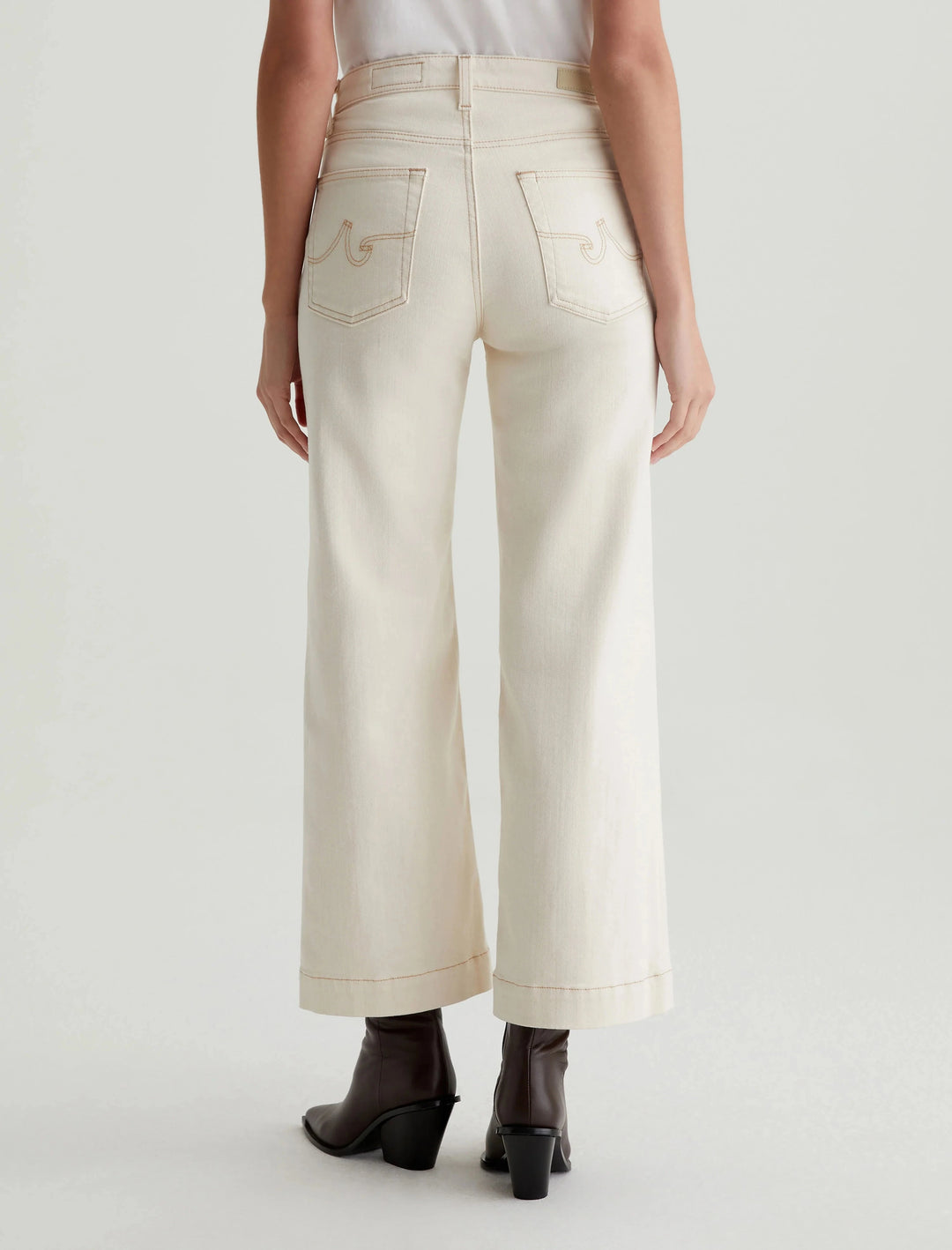 SAIGE WIDE LEG CROP - WHITE OAT DENIM AG 