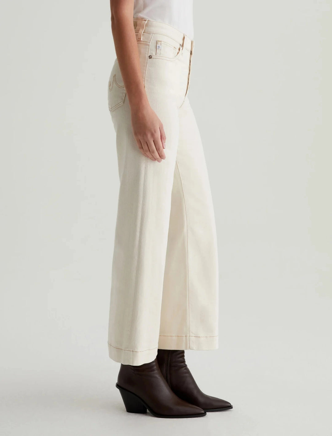 SAIGE WIDE LEG CROP - WHITE OAT DENIM AG 