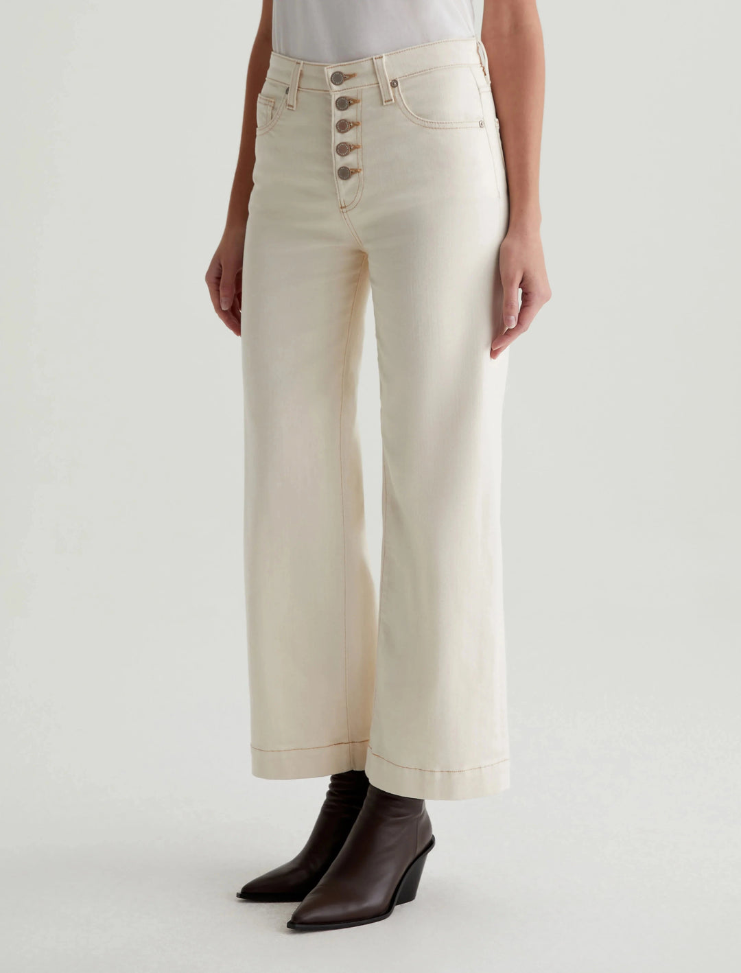 SAIGE WIDE LEG CROP - WHITE OAT DENIM AG 