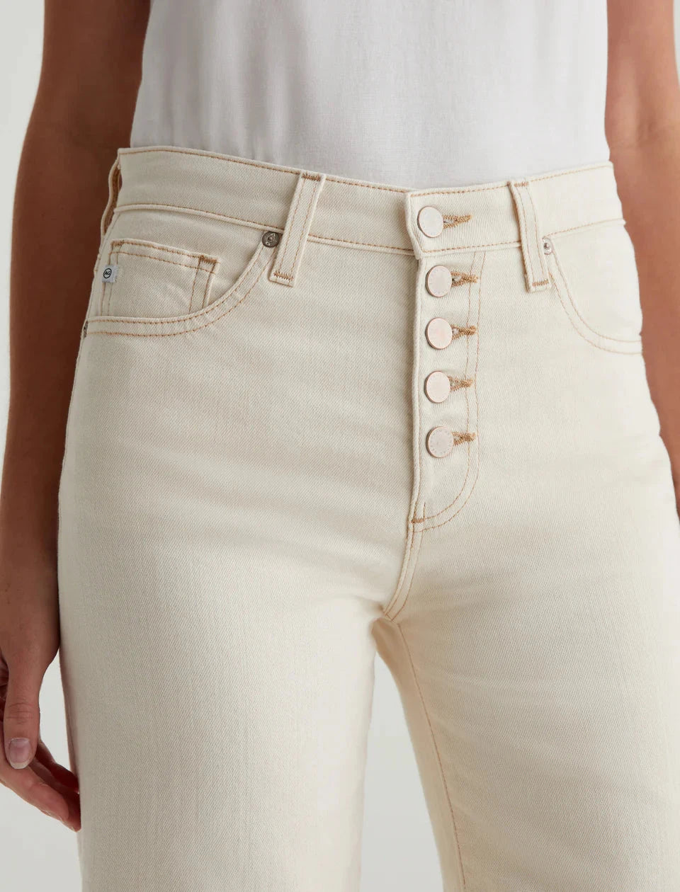 SAIGE WIDE LEG CROP - WHITE OAT DENIM AG 