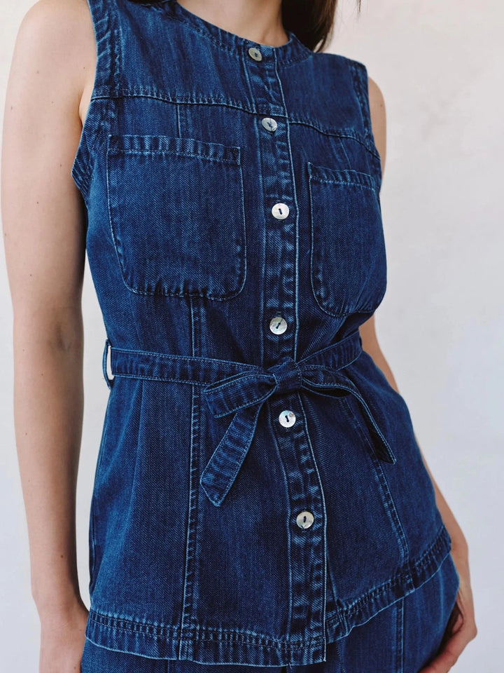 SEAMED BELTED VEST top BELLA DAHL 