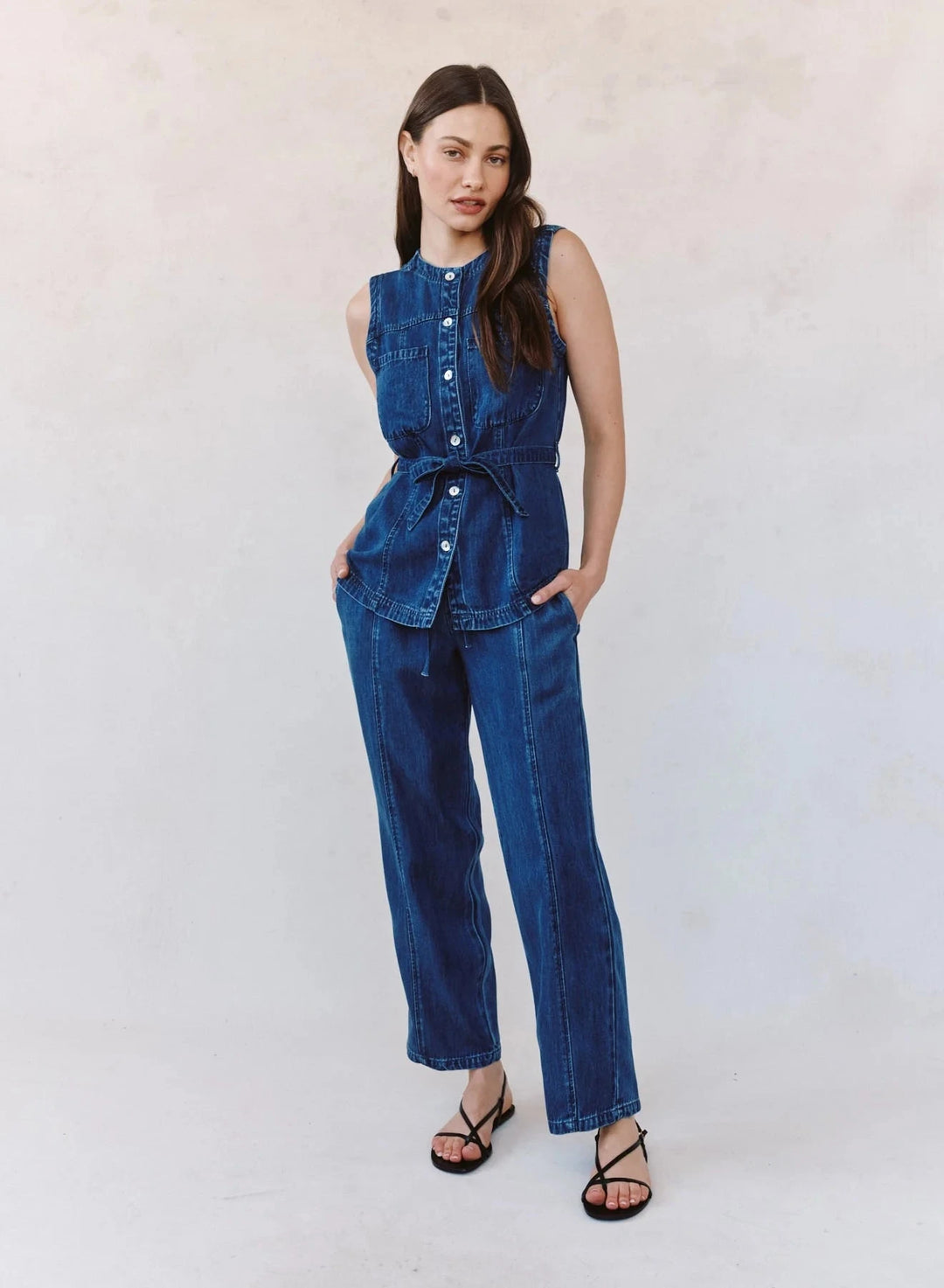 SEAMED BELTED VEST top BELLA DAHL 