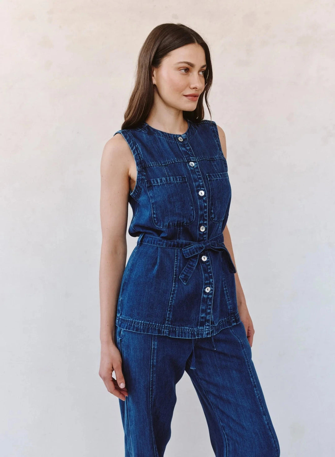 SEAMED BELTED VEST top BELLA DAHL 