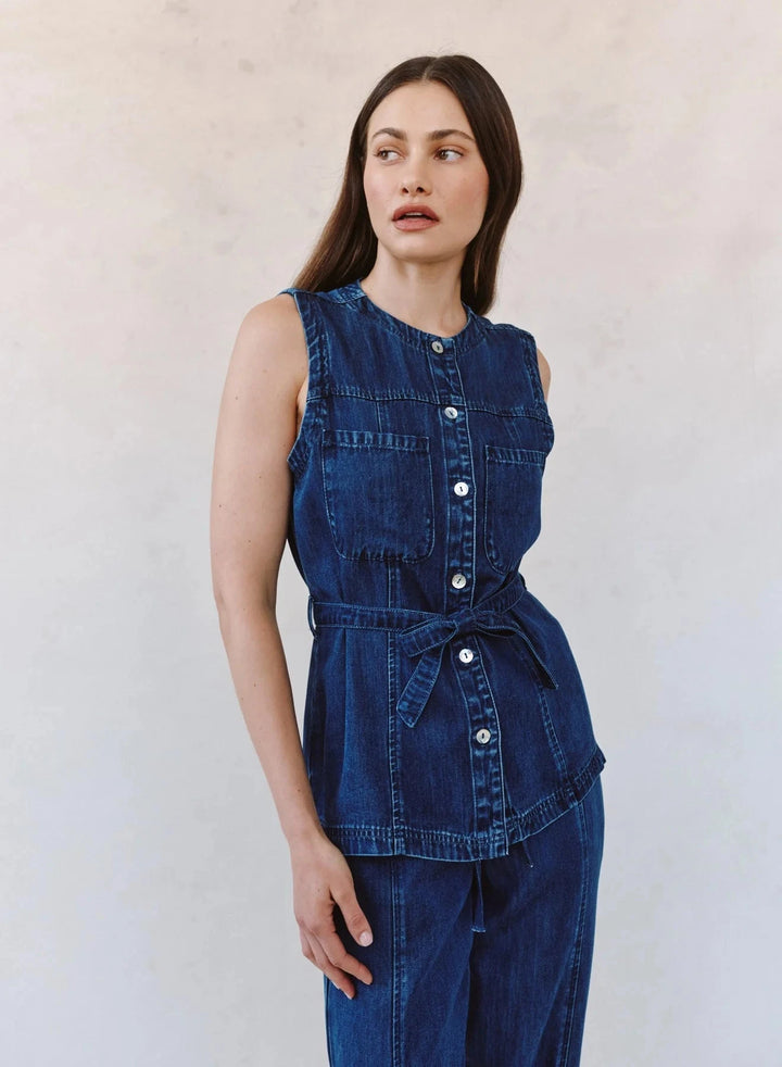 SEAMED BELTED VEST top BELLA DAHL 