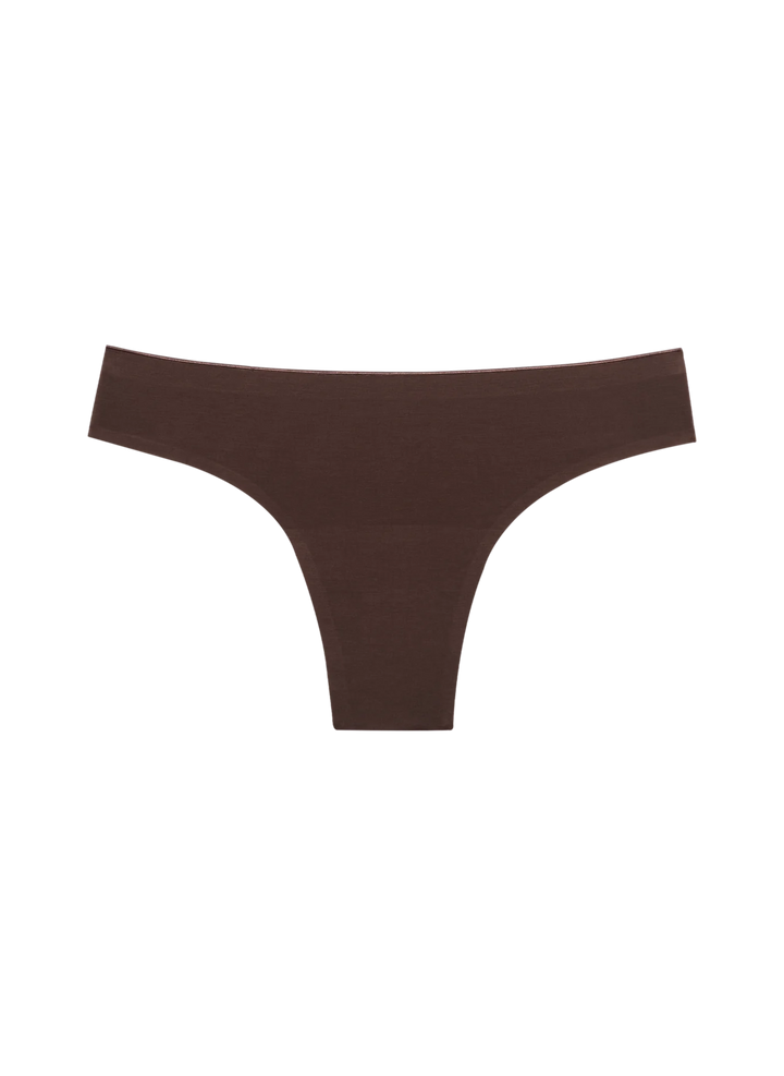 SEAMLESS LOW-MID RISE THONG ACCESSORIES HUHA XS BROWN 