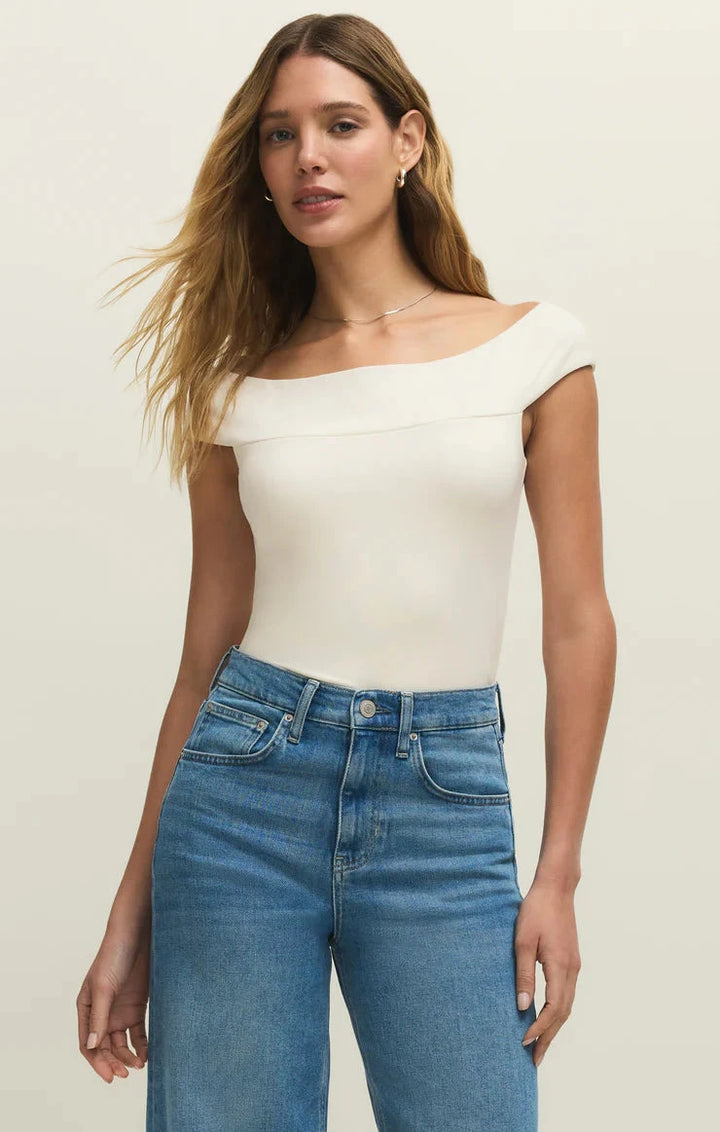 SECOND SKIN OFF SHOULDER TOP TOP Z SUPPLY XS CLOUD 
